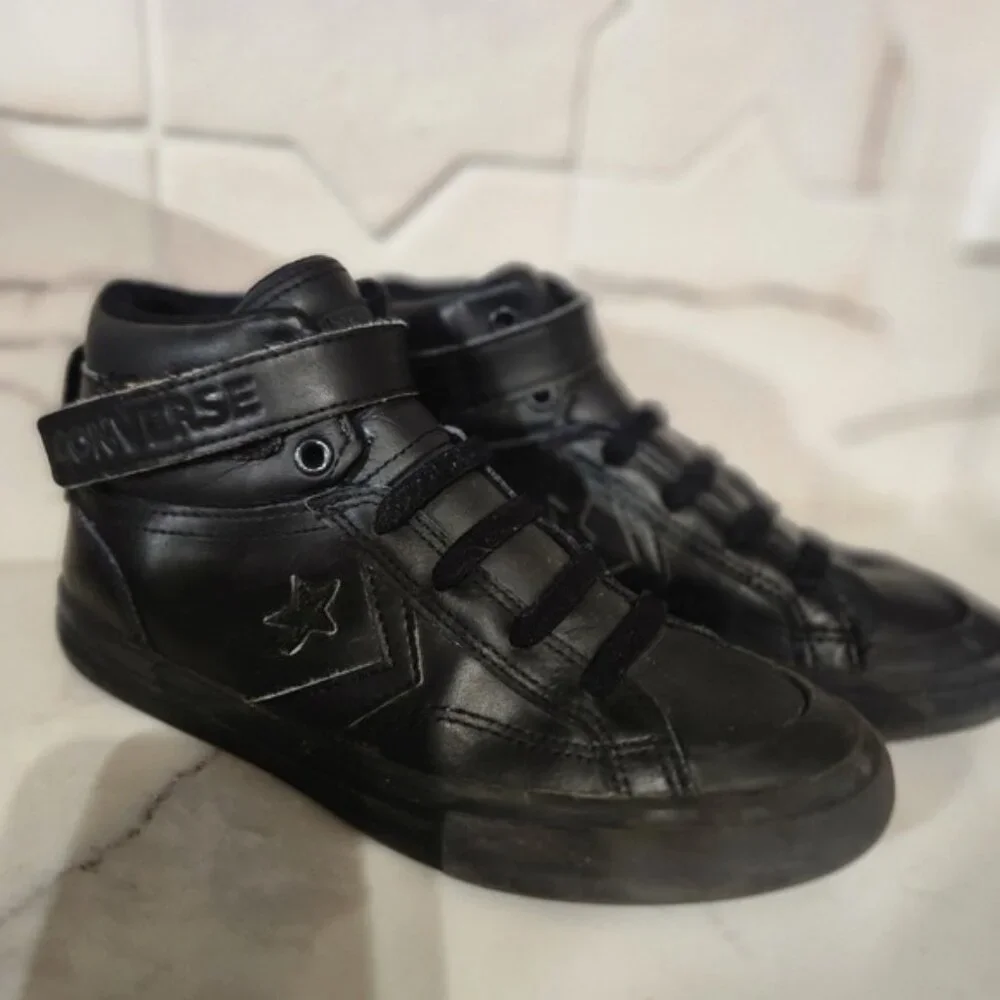 Converse Pro Blaze Strap Youth Leather High Top Sneakers Black US 3